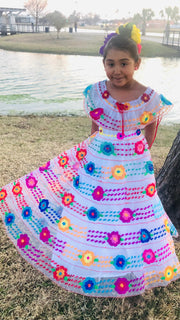 Mexican Chiapaneca Dress for Girls White