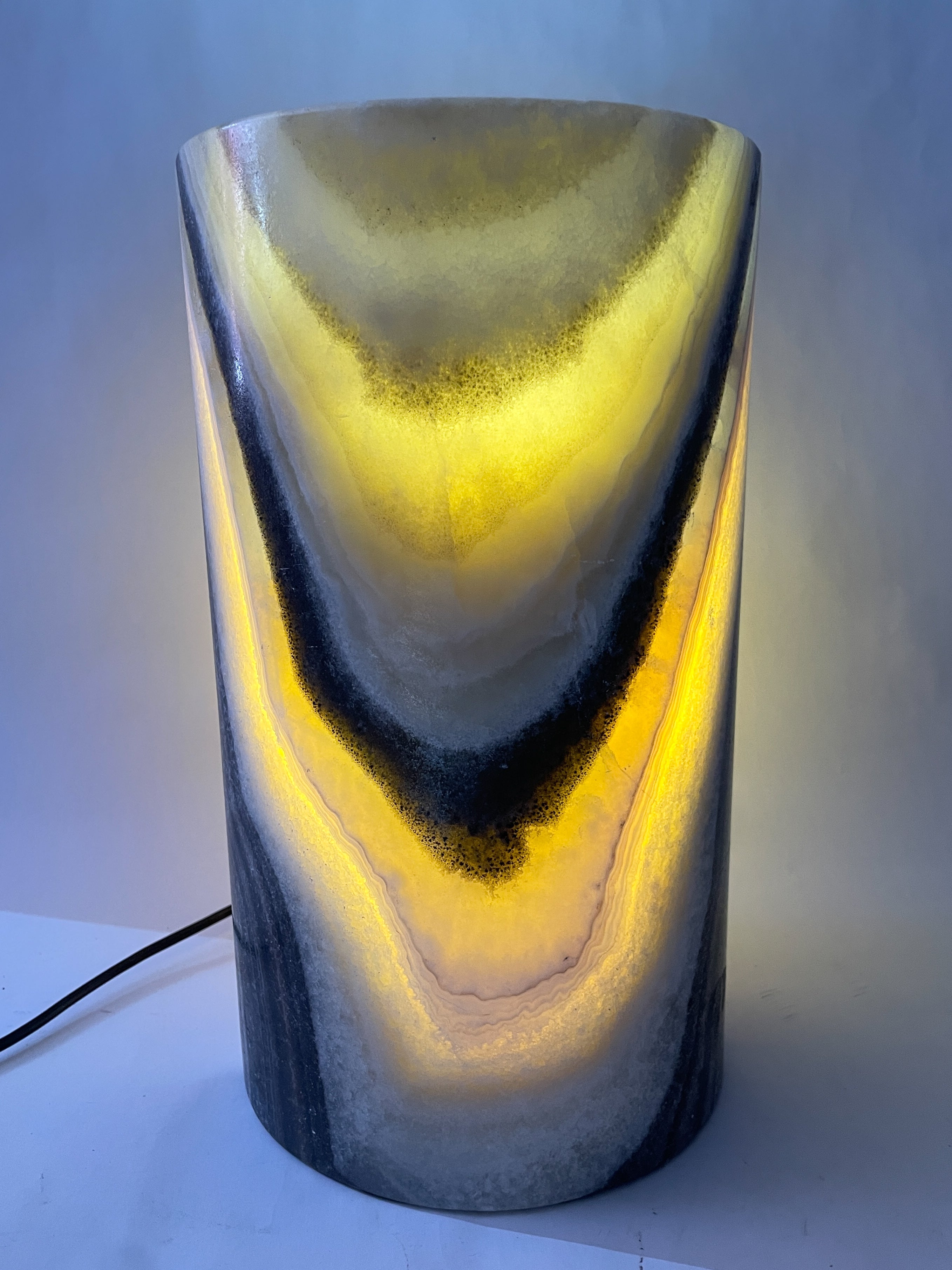 Ivory Onyx Marble Lamp Cylindrical - Lampara Marmol
