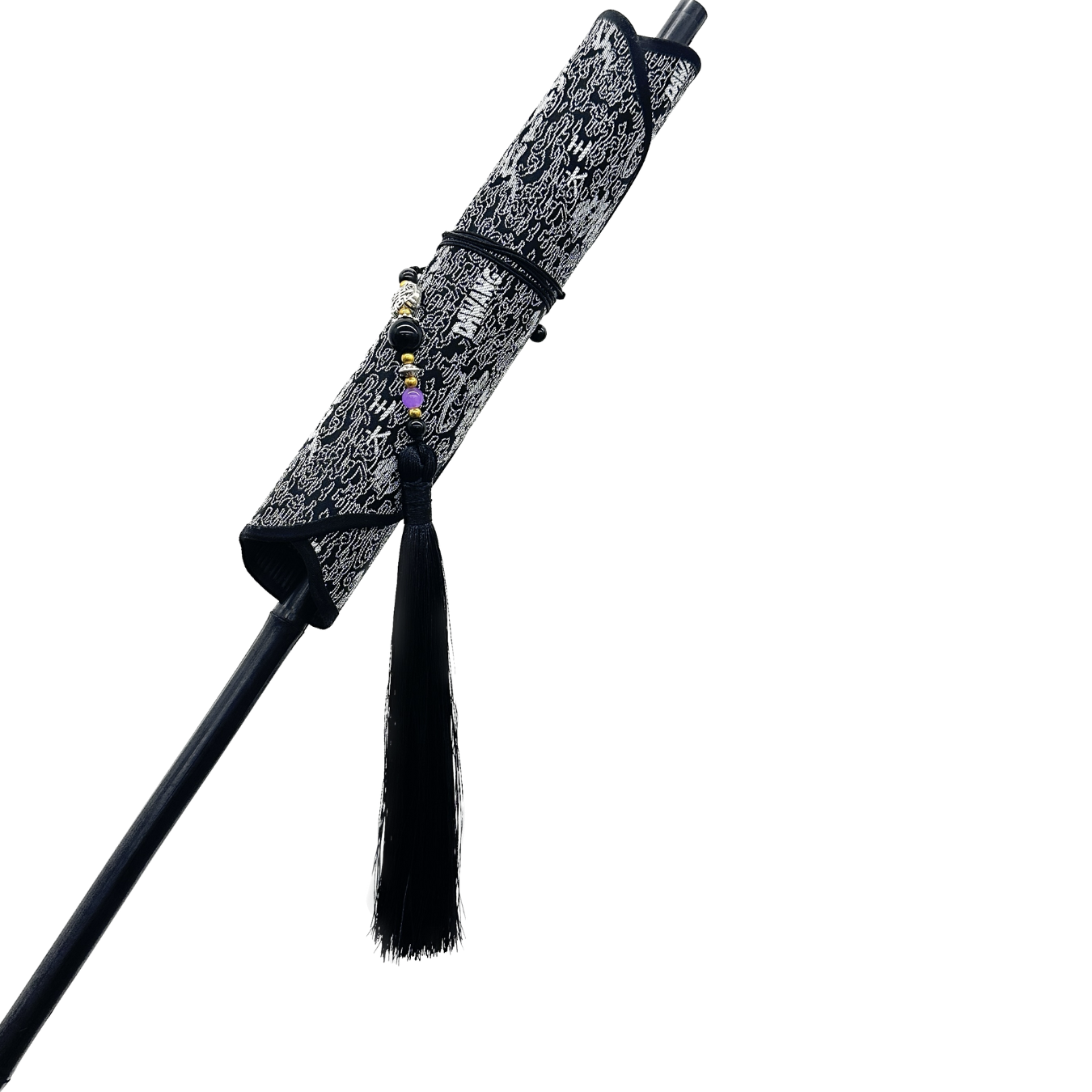 Huan Brocade Foldable Fan Silver