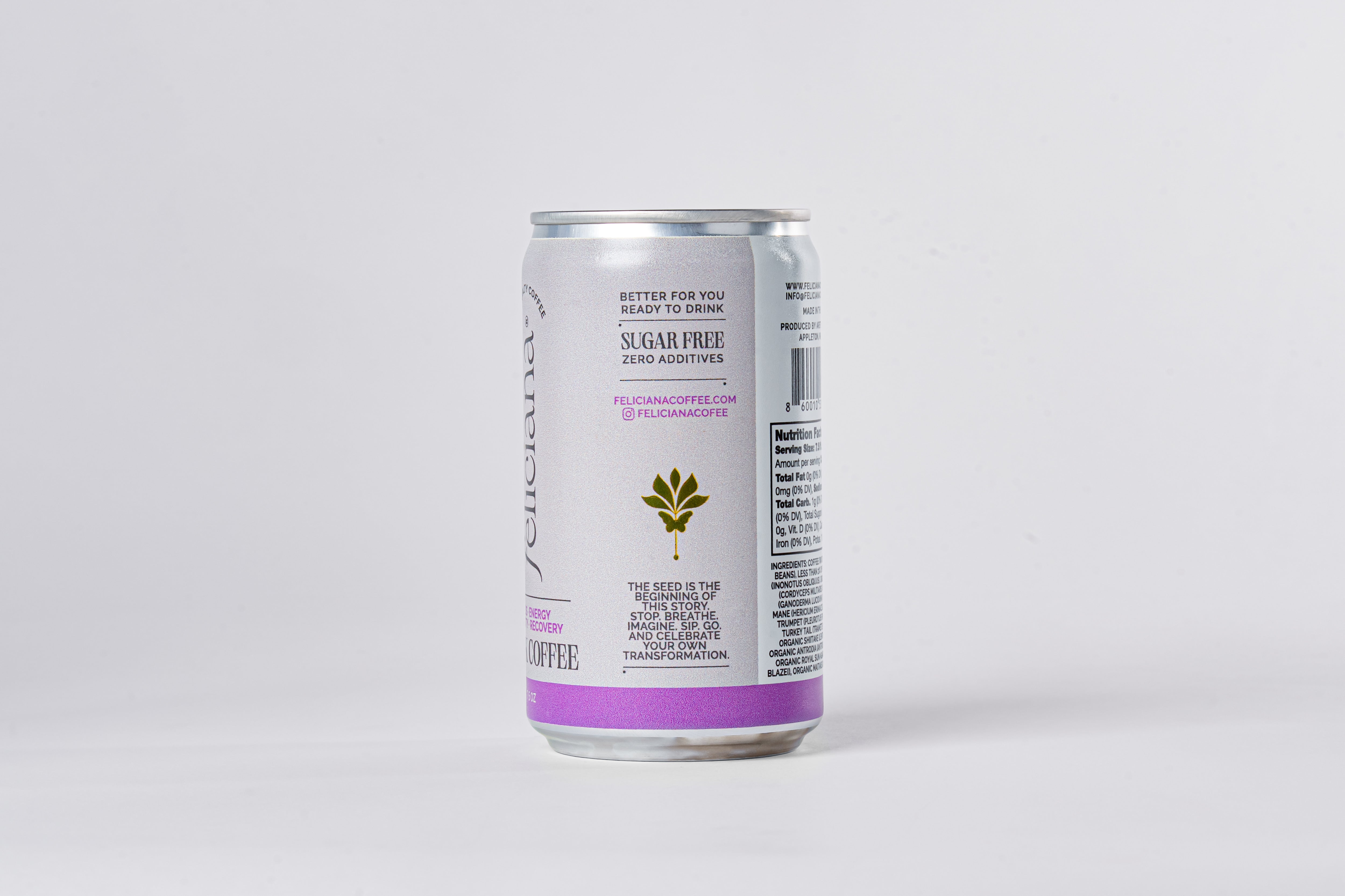 4-Pack Focus Energy Canned Black Coffee with 10 Adaptogen Mushrooms (7.5 oz)