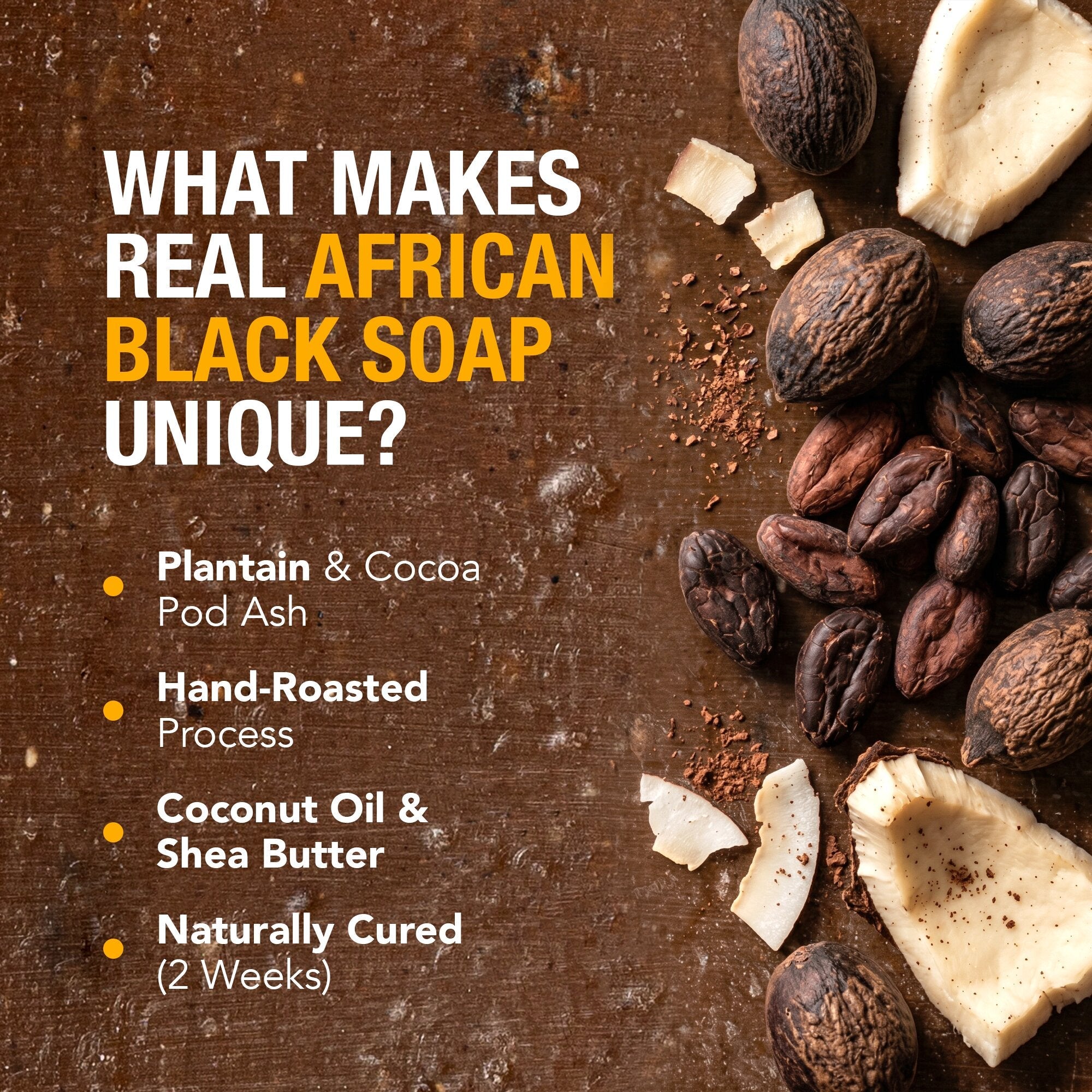 ASHANTI NATURALS 100% African Black Soap - Fragrance Free