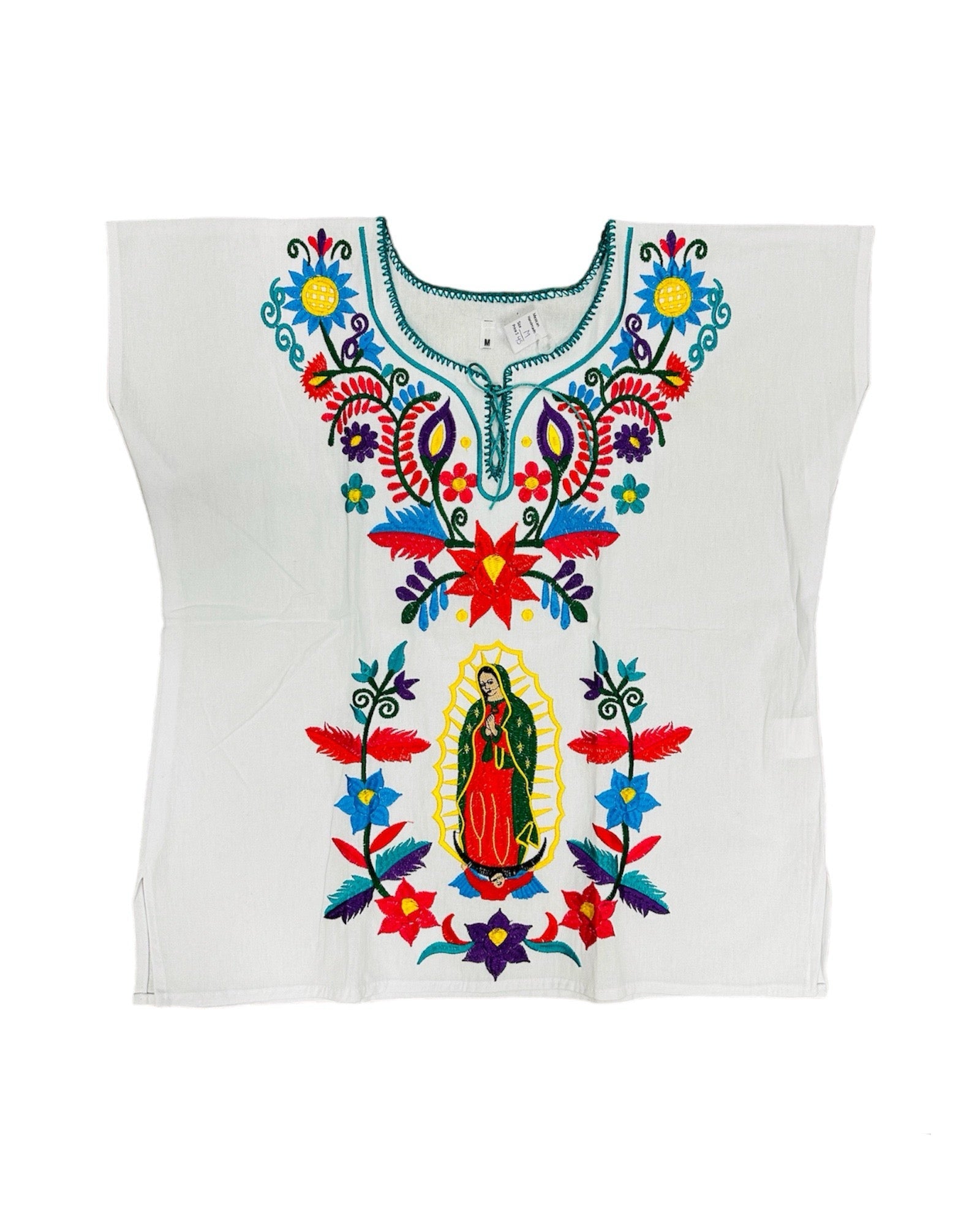 Lady of Guadalupe with Flowers Top White