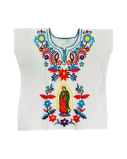 Lady of Guadalupe with Flowers Top White