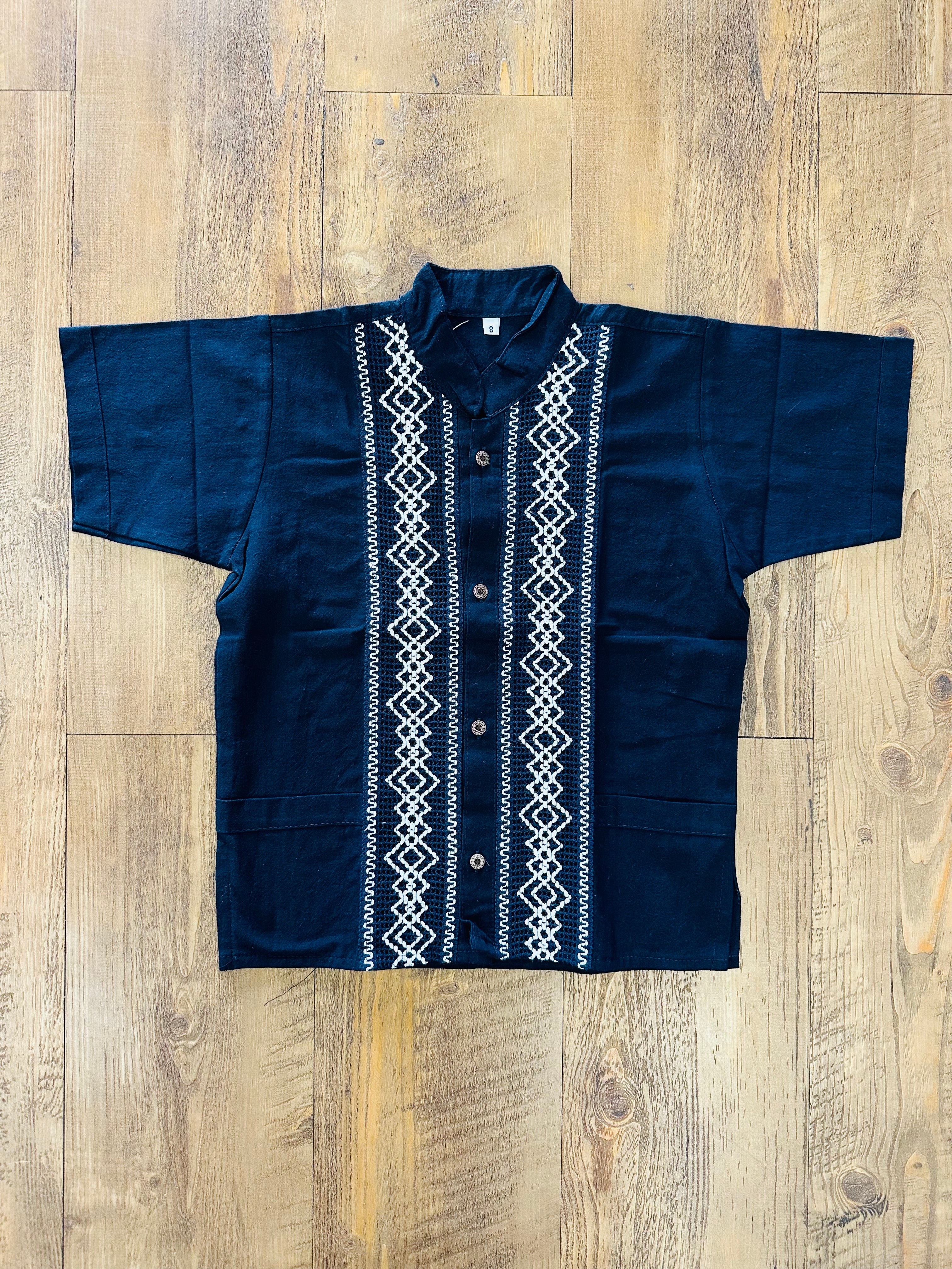 Boys Guayabera Maya Navy