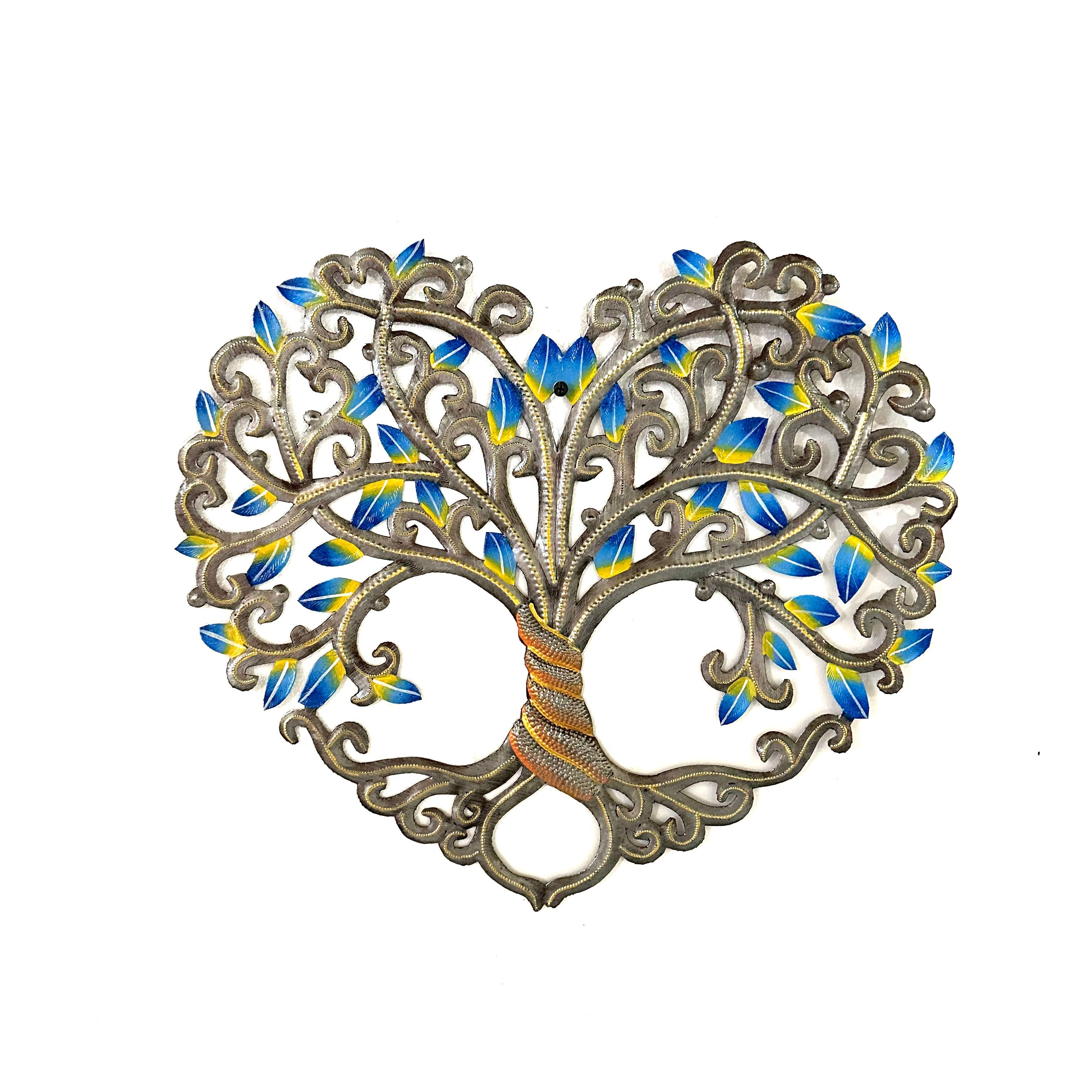 Electric Blue- Yellow Tree Heart