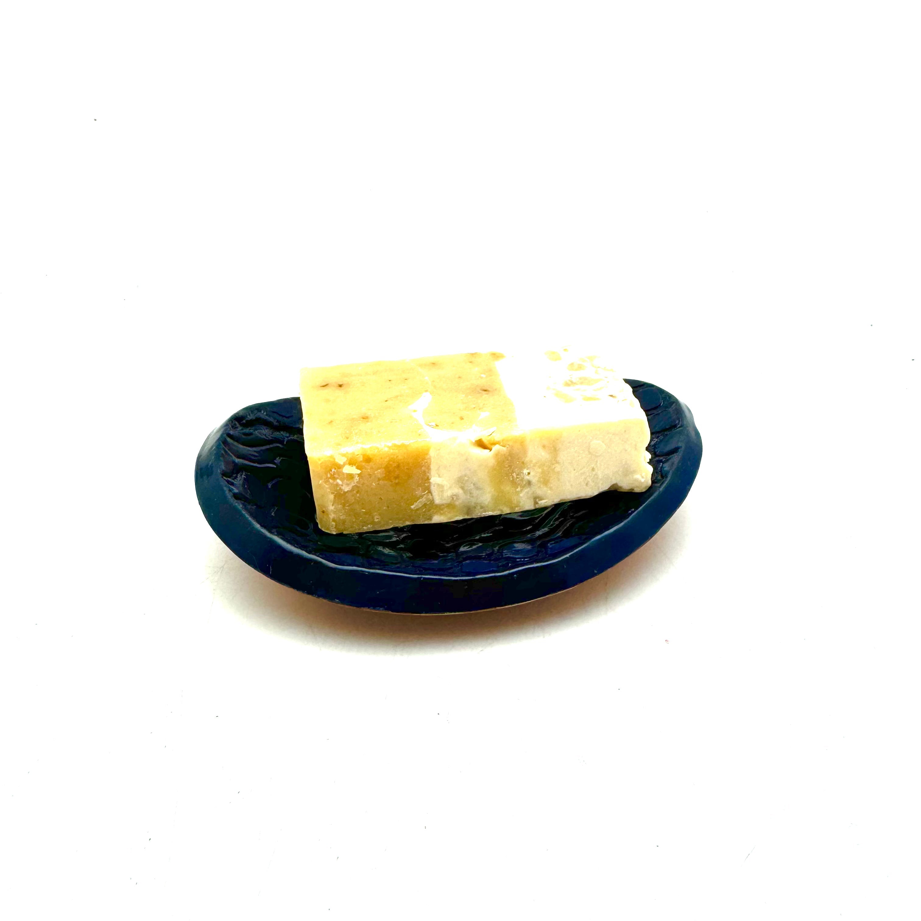 Oval Navy Lace Print Soap Dish