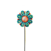 Turquoise And Red Flower Garden Stake