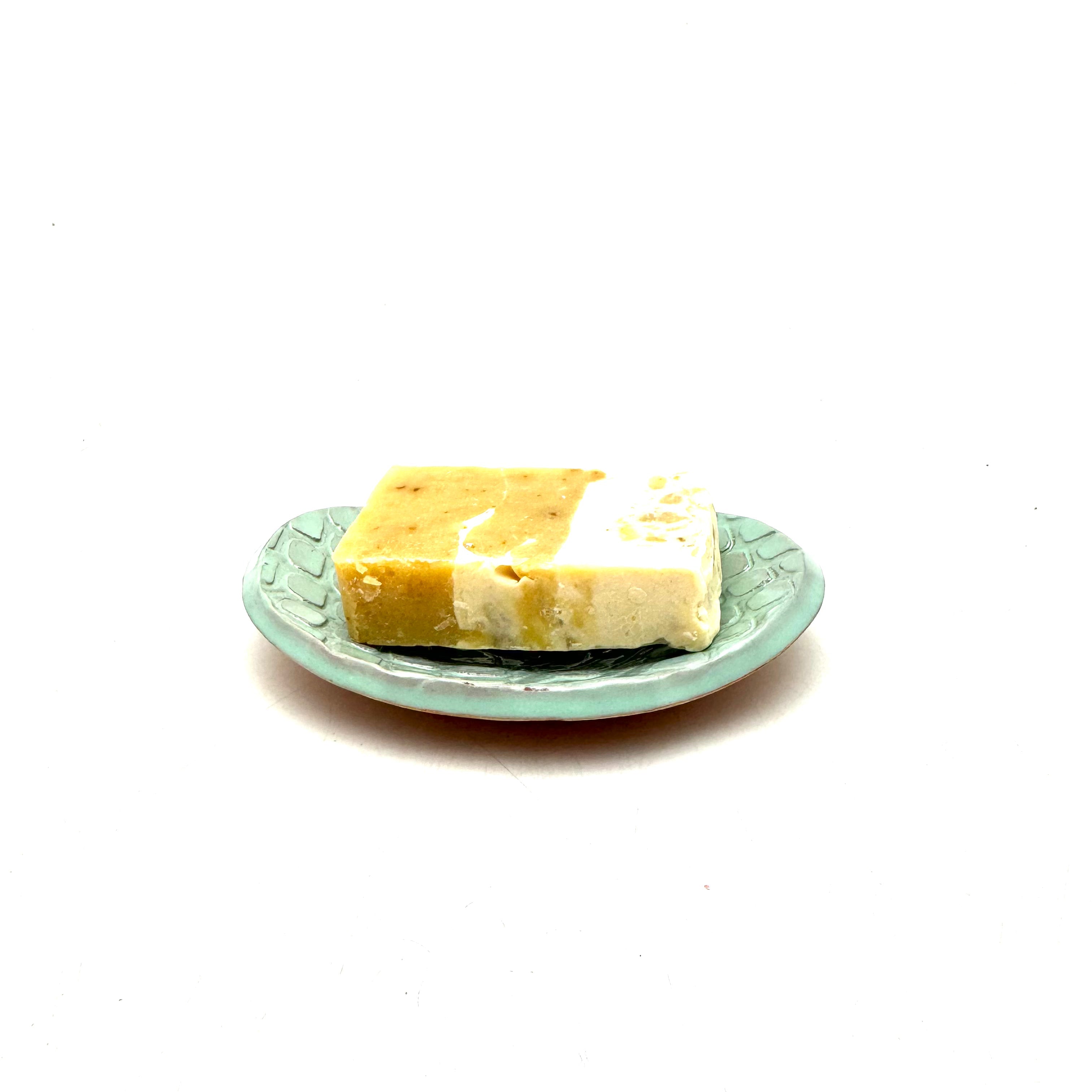 Oval Turquoise Lace Print Soap Dish