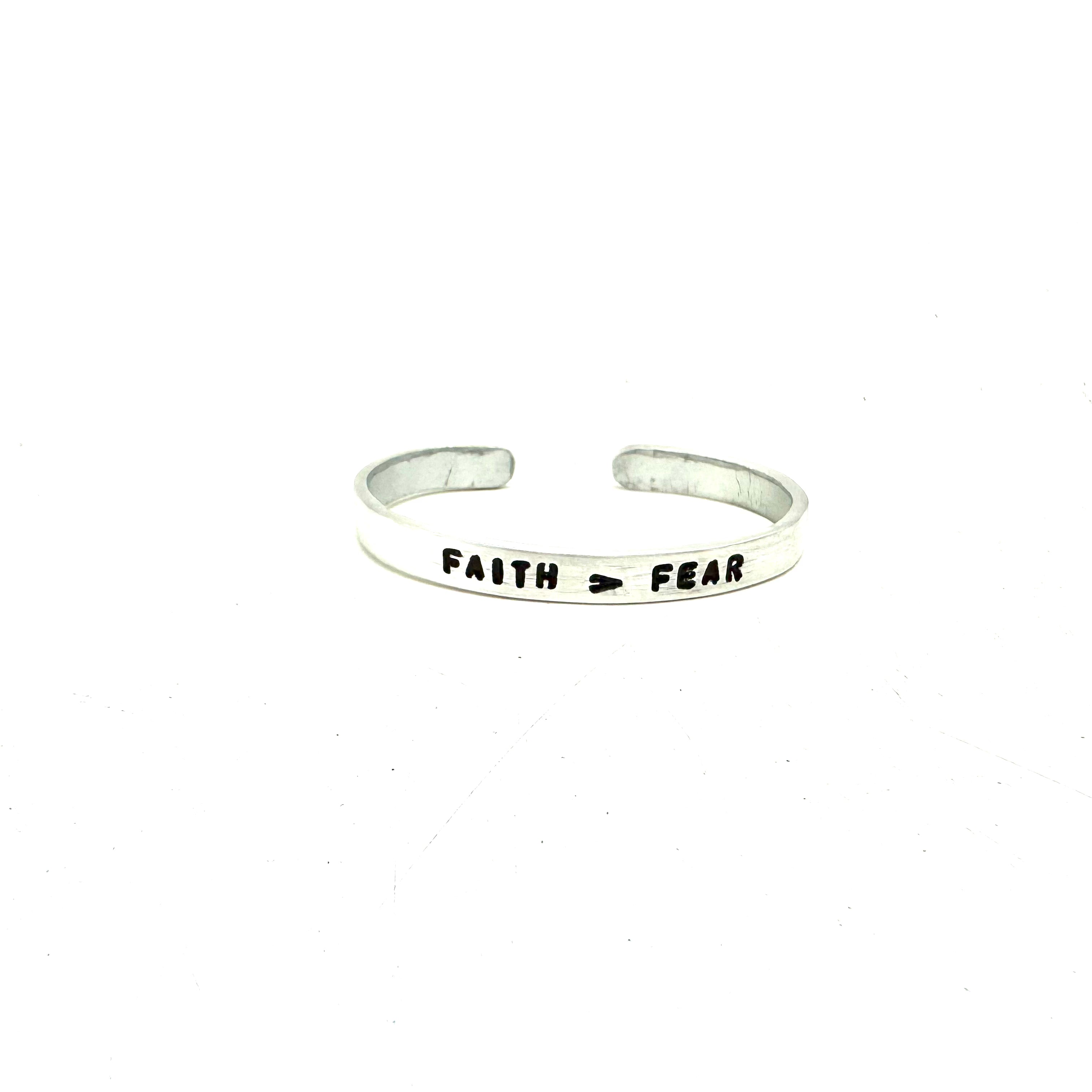 Inspirational Aluminum Cuff- Faith > Fear