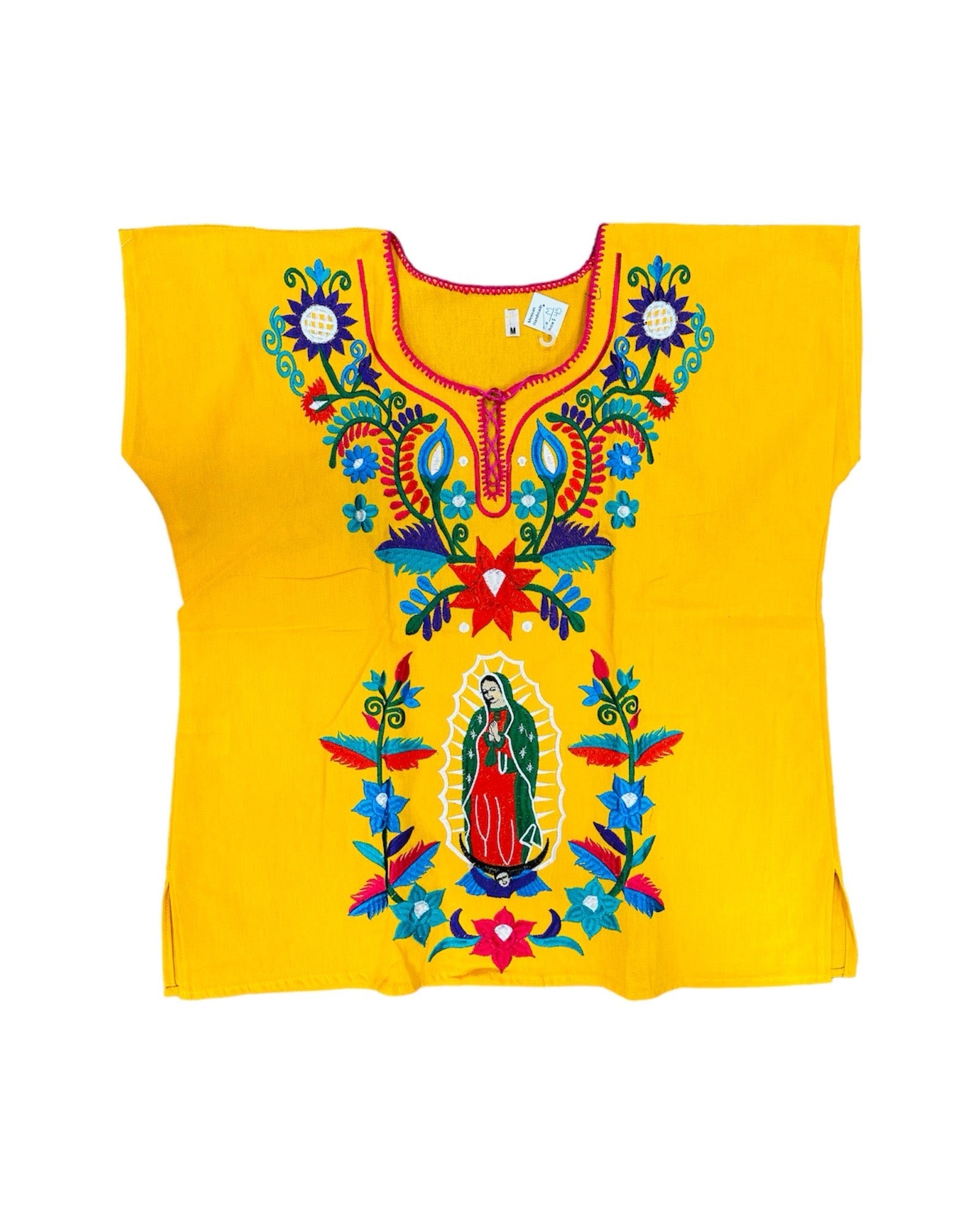 Lady of Guadalupe with Flowers Top Yellow