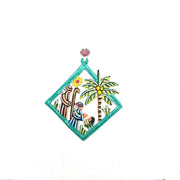 Diamond Palm Nativity Ornament- Turquoise