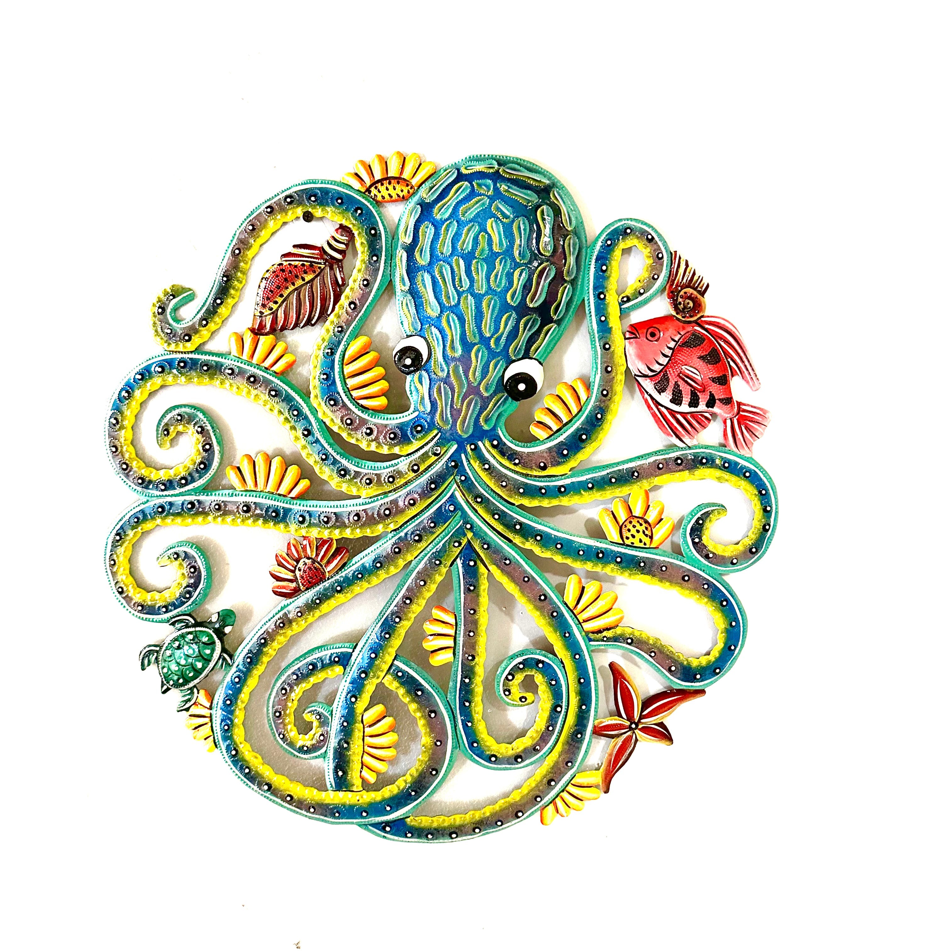 Blue Octopus wirh Shells and Fish