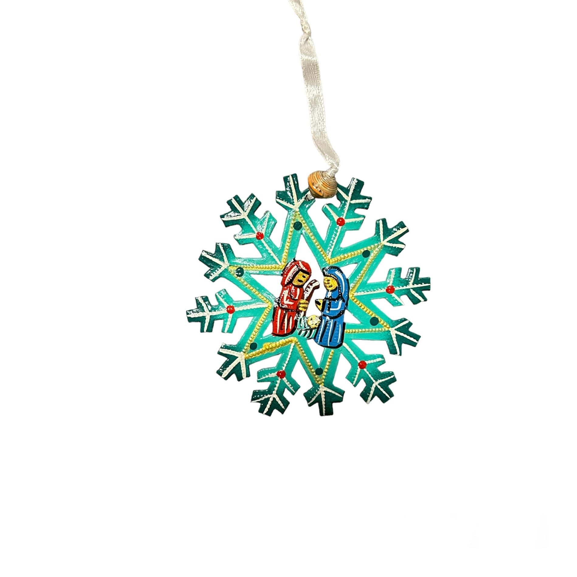 Snowflake Nativity Ornament- Turquoise