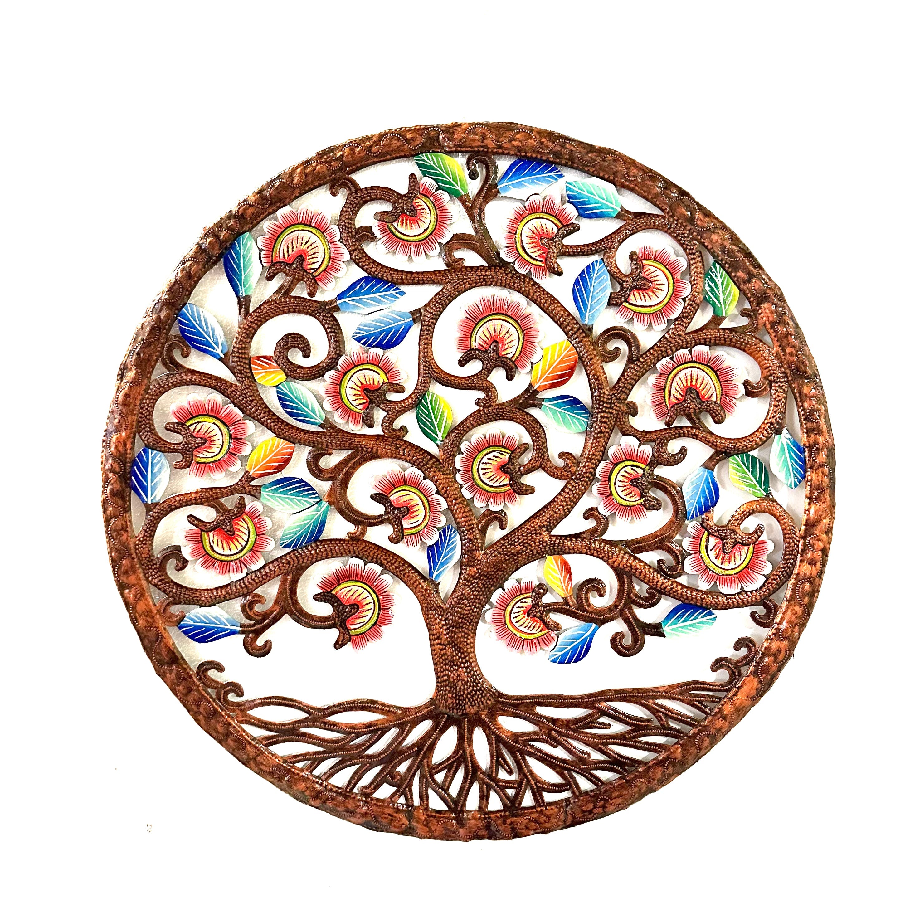 Bronze wirh Pink Flowers Tree of Life