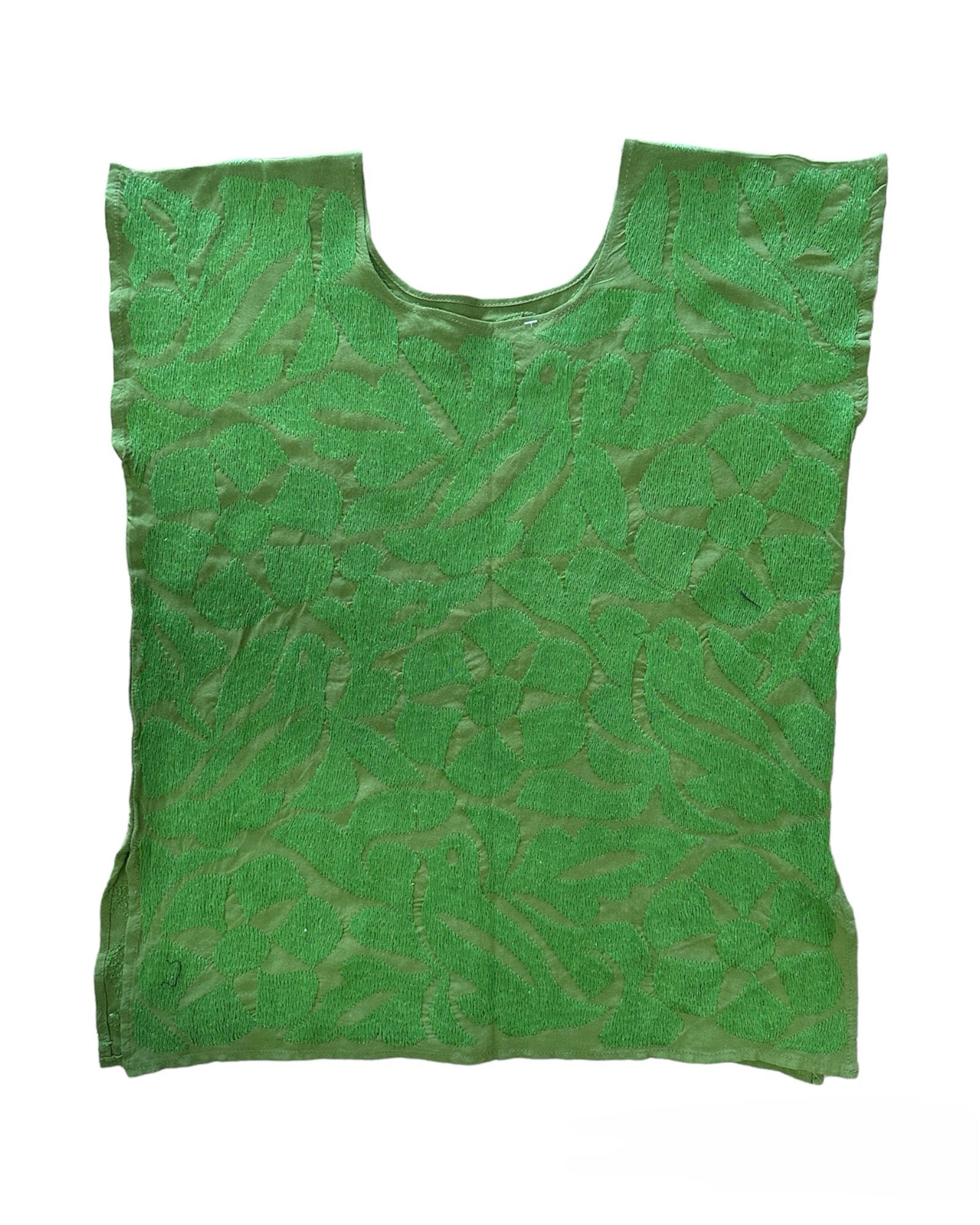 Jalapa Olive Green Top with Green Embroidery