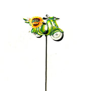 Green Moped Garden Stake
