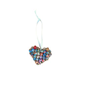 Cereal Box Bead Heart Ornament