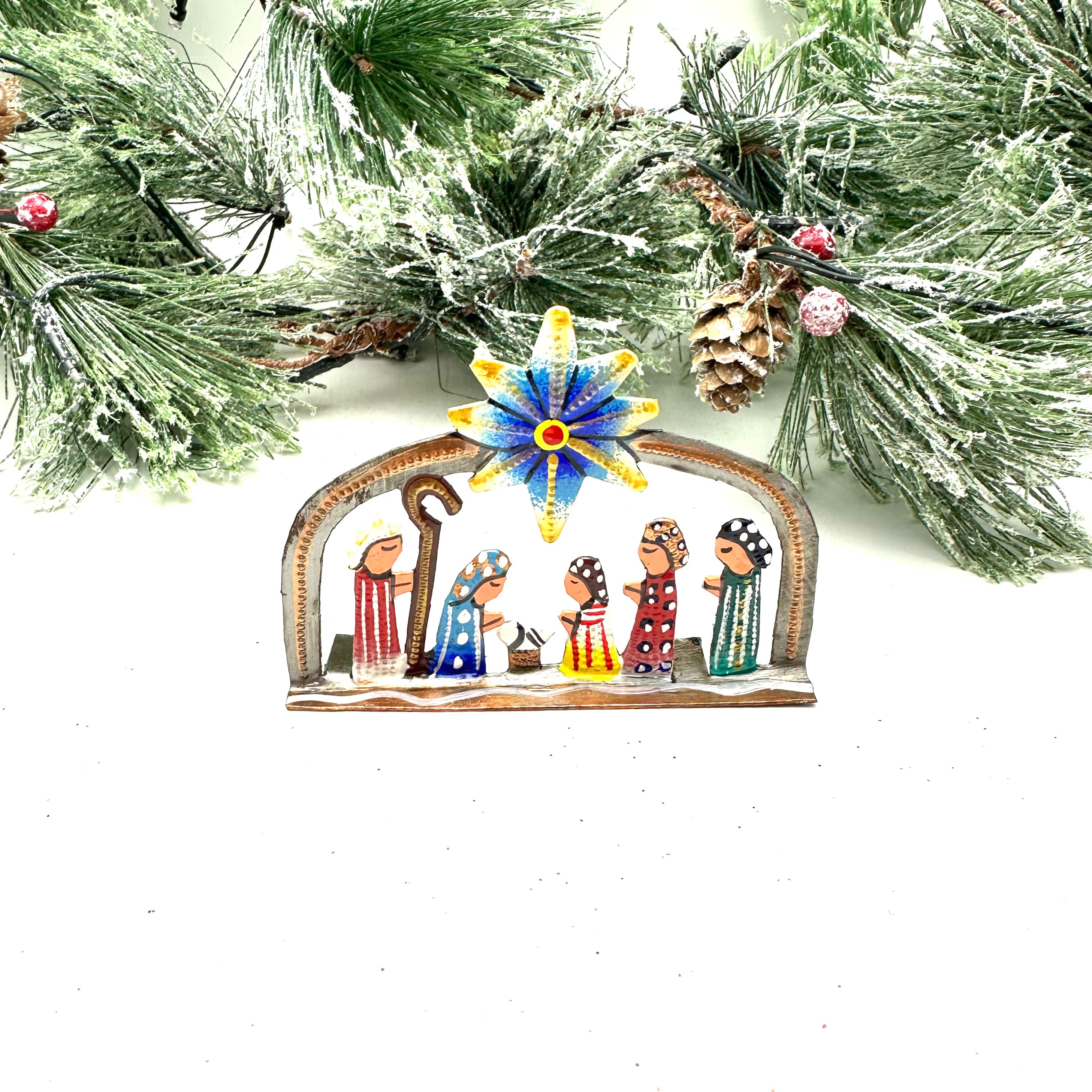 Painted Dome Mini Standing Nativity