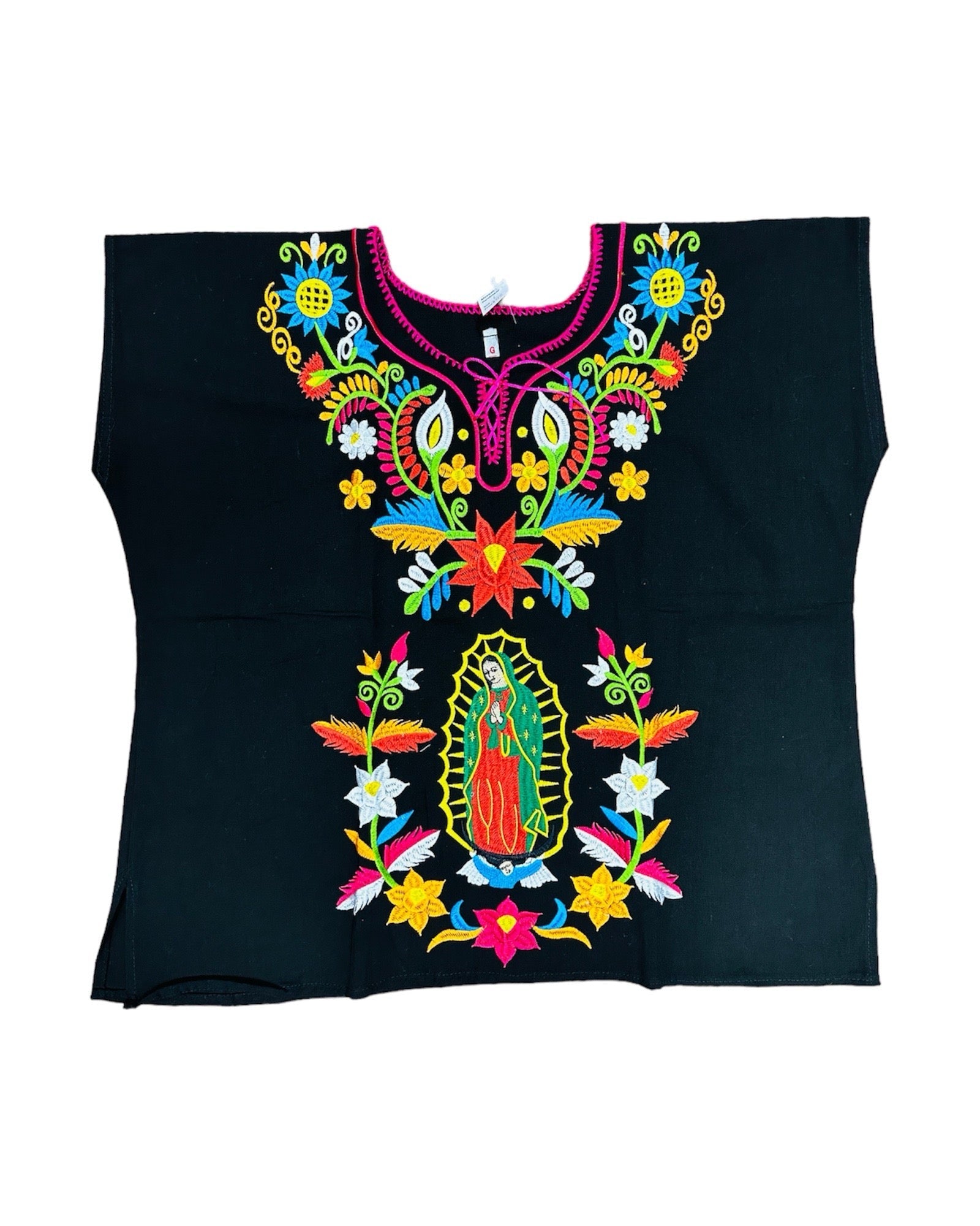 Lady of Guadalupe with Flowers Top Black