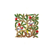 Small Square Birds with Red Fruit