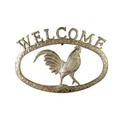 Brushed Metal Welcome Rooster
