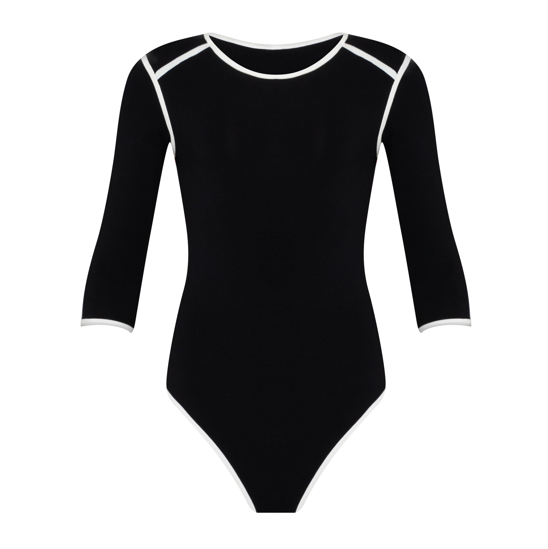 The Girl 3/4 Sleeve Active Bodysuit In Black | Lenzing™ Viscose Stretch Fit