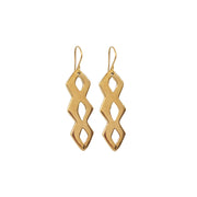 Long Geometric Hook Earrings in Brass for Women - Chaka