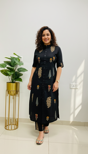 Famous BlacK Ikkat Print Fine Cotton Designer Co-erd Set
