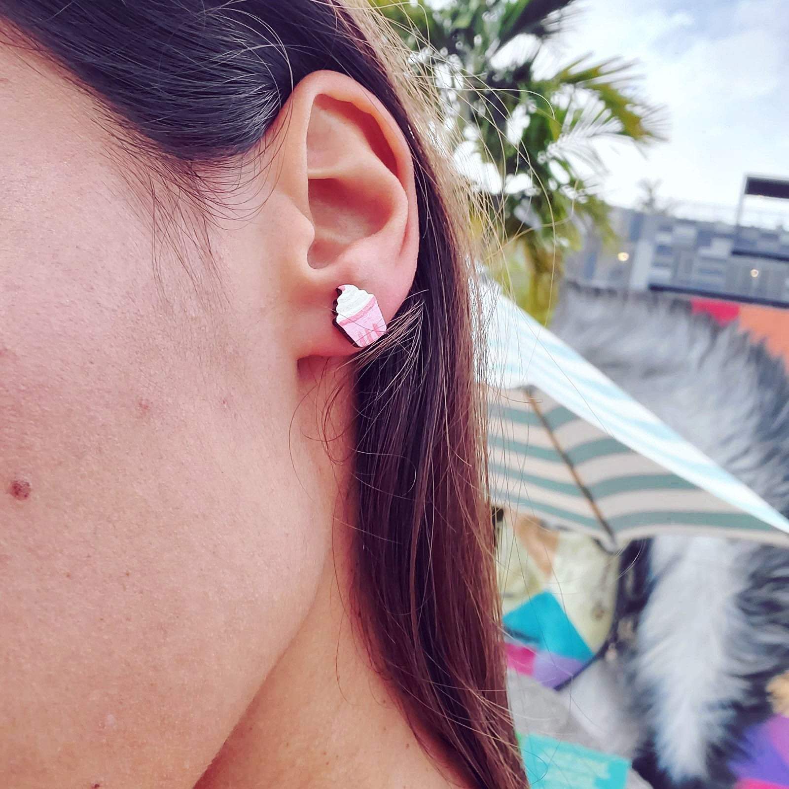 Pink Cupcake Studs