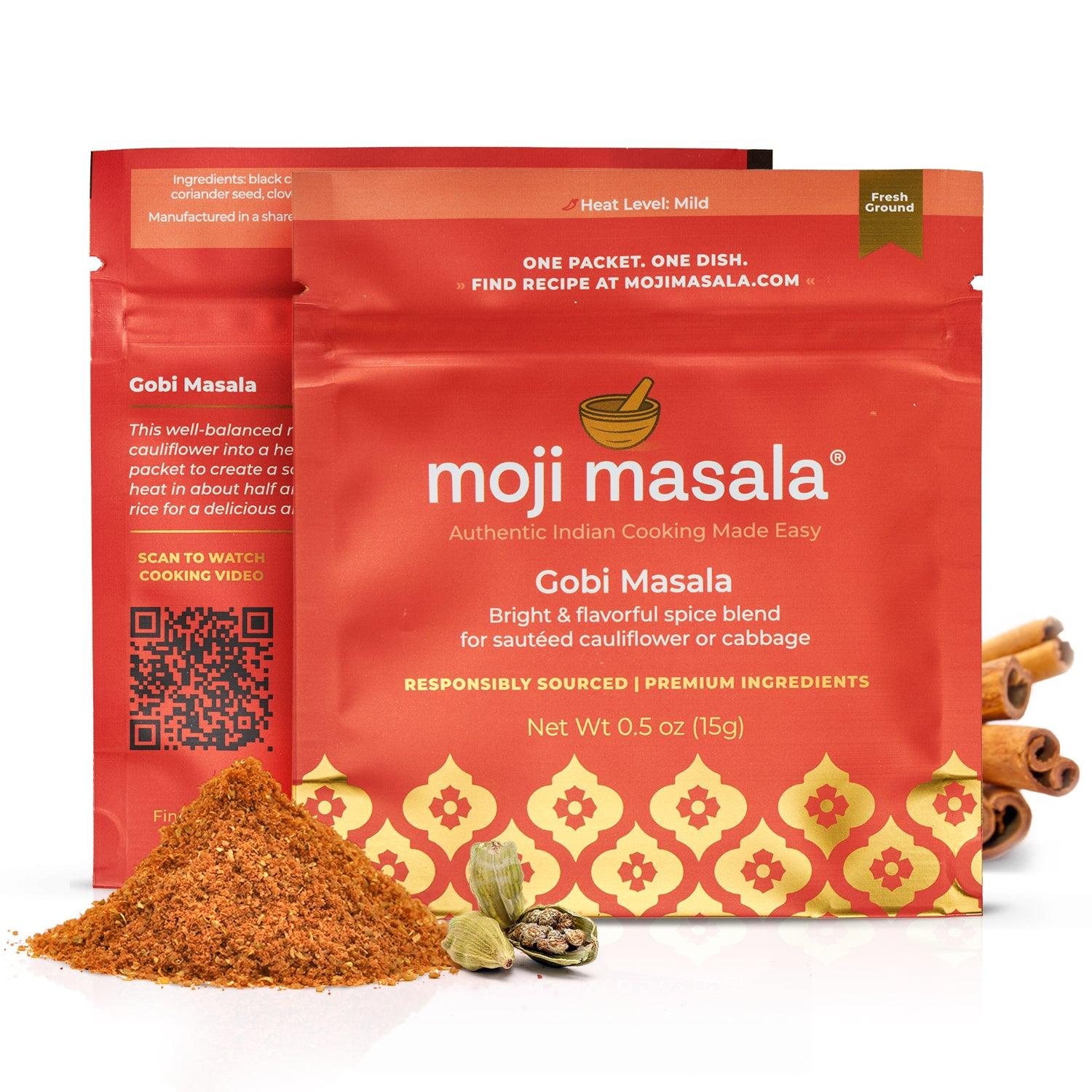 Vegan Indian Spice Gift Set – Spinach Curry, Cauliflower Curry & Potato Curry | 3 Plant-Based Dishes, Pre-Measured | moji masala®