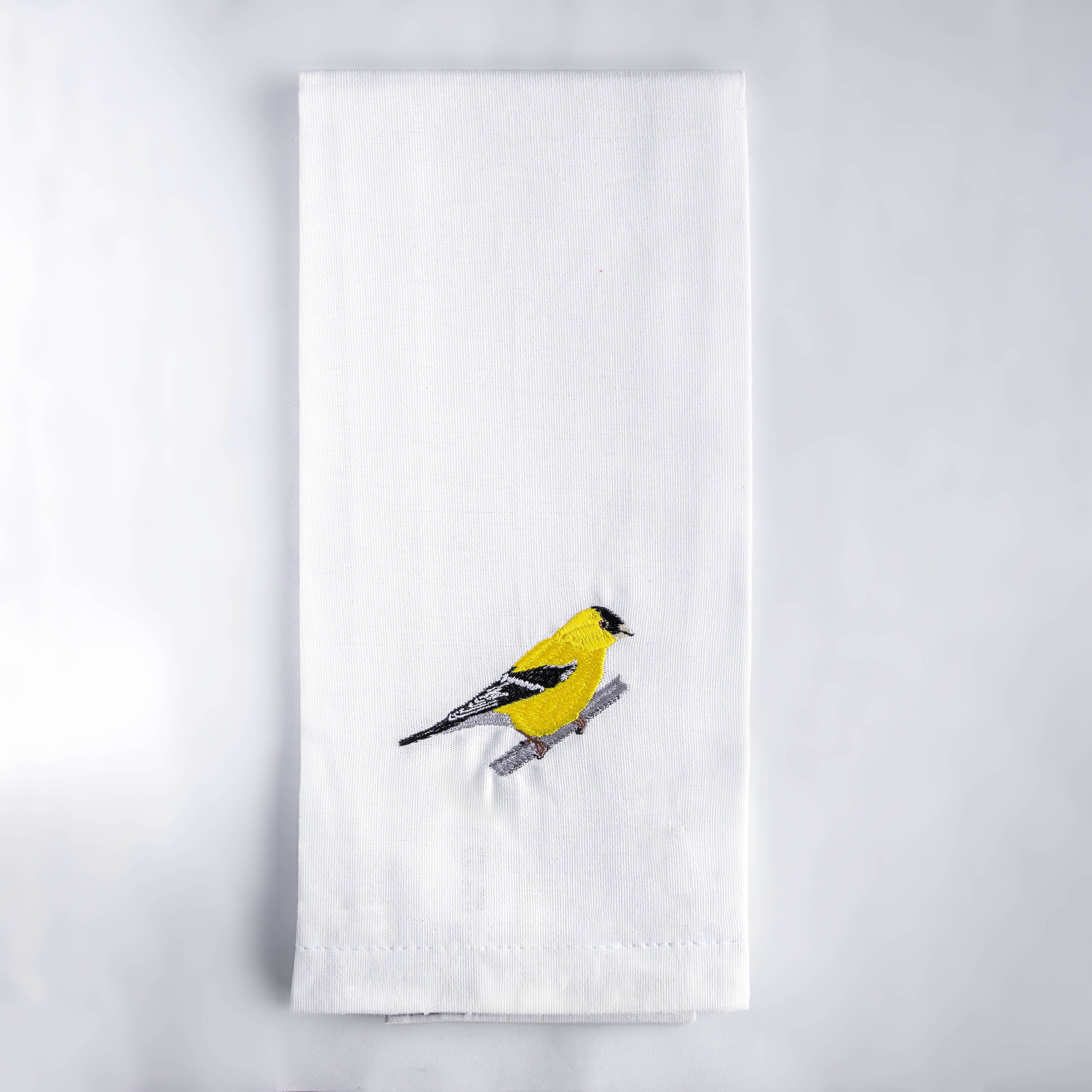 100% Cotton Tea Towels with Bird Embroidery - Kitchen Towels