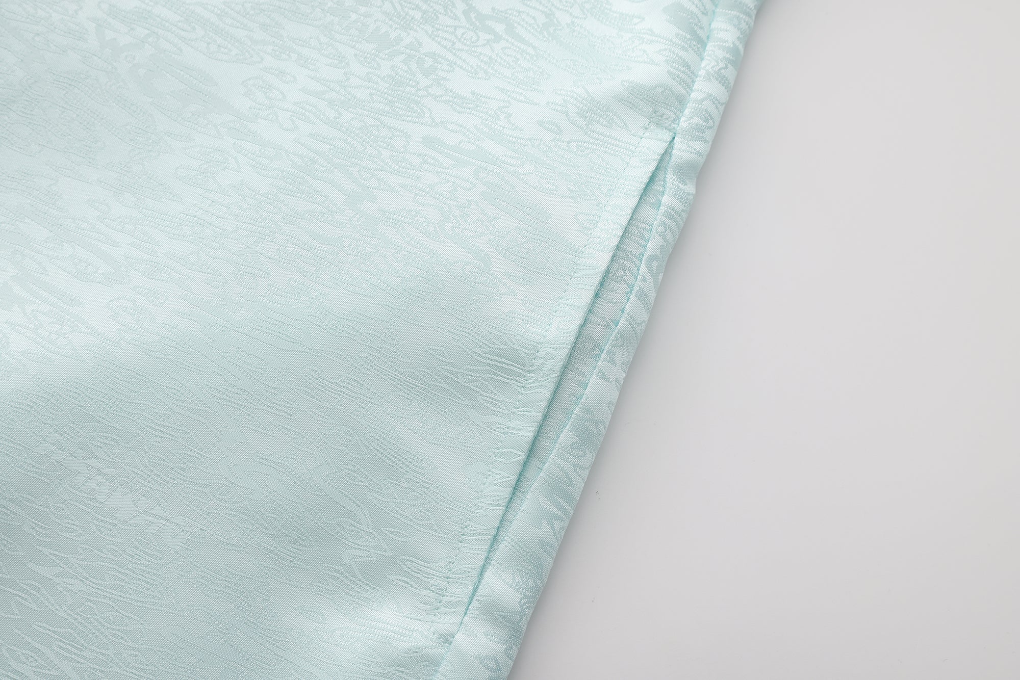 Dori Brocade Straight Collar Shirt Jade Blue