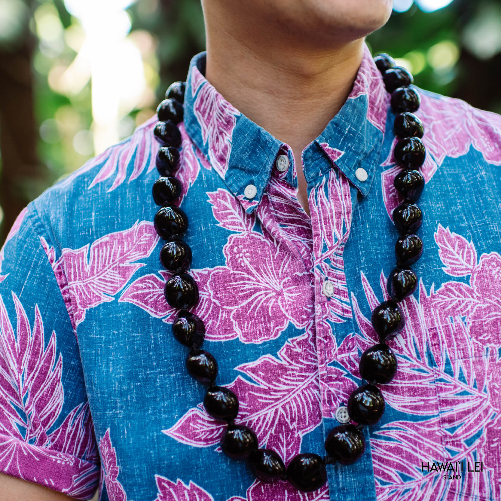 Kukui Nut Shell Lei (Black)