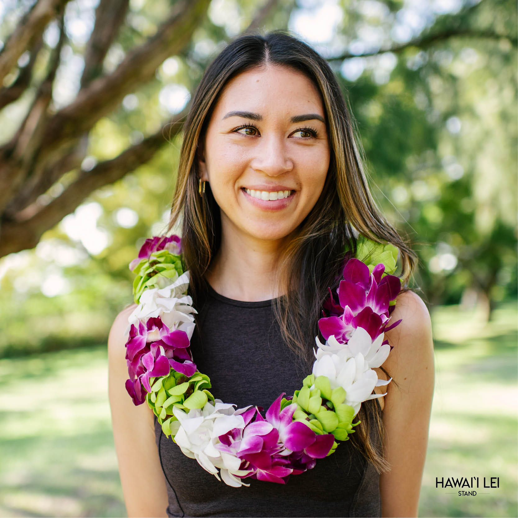 Paradise Triple Orchid Lei (Multi-Color)
