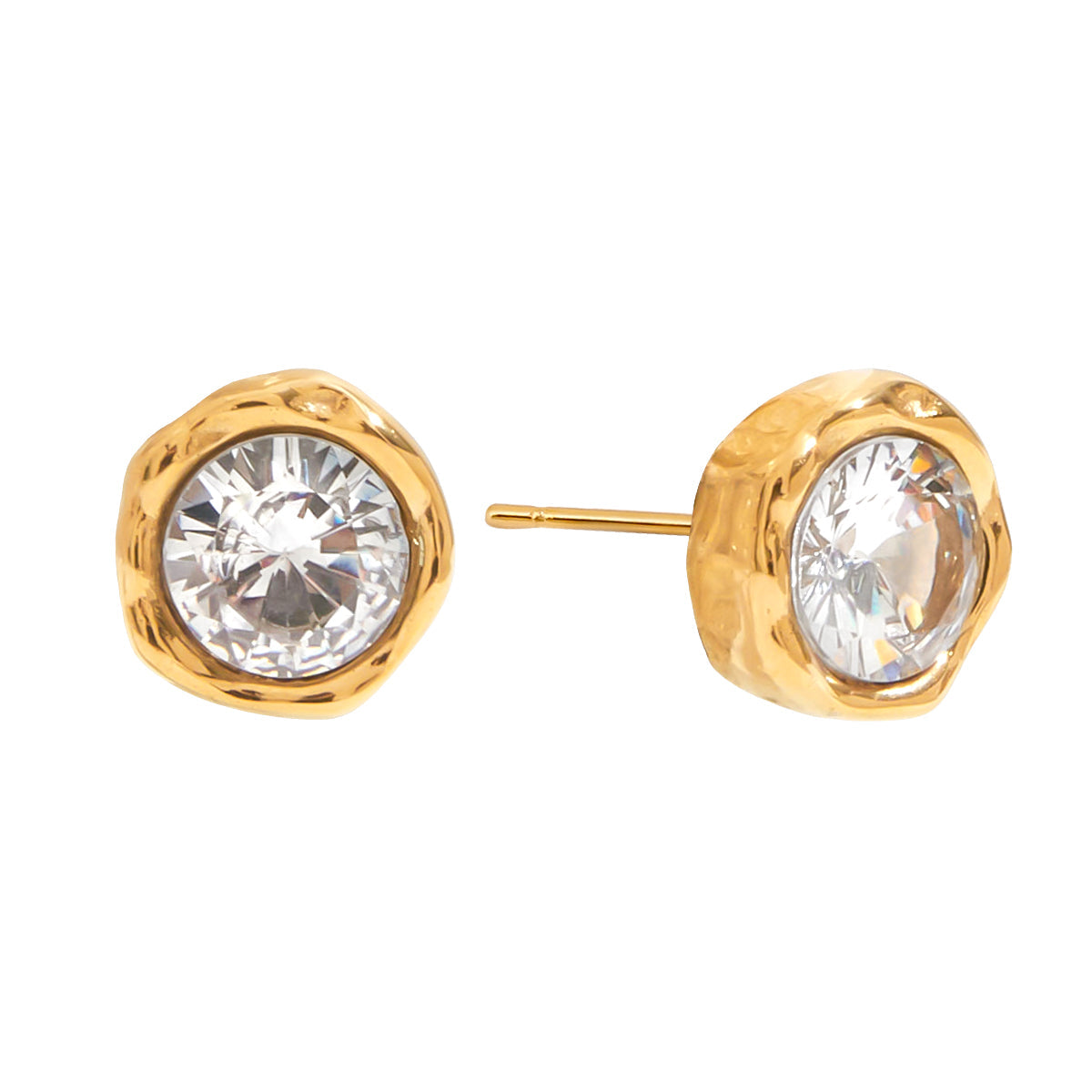 Cubic Zirconia Gold Studs