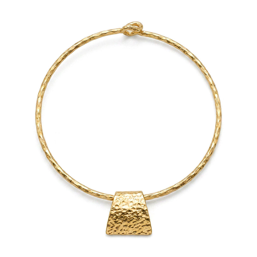 Addis Hammered Choker Necklace with a Rectangular Pendant