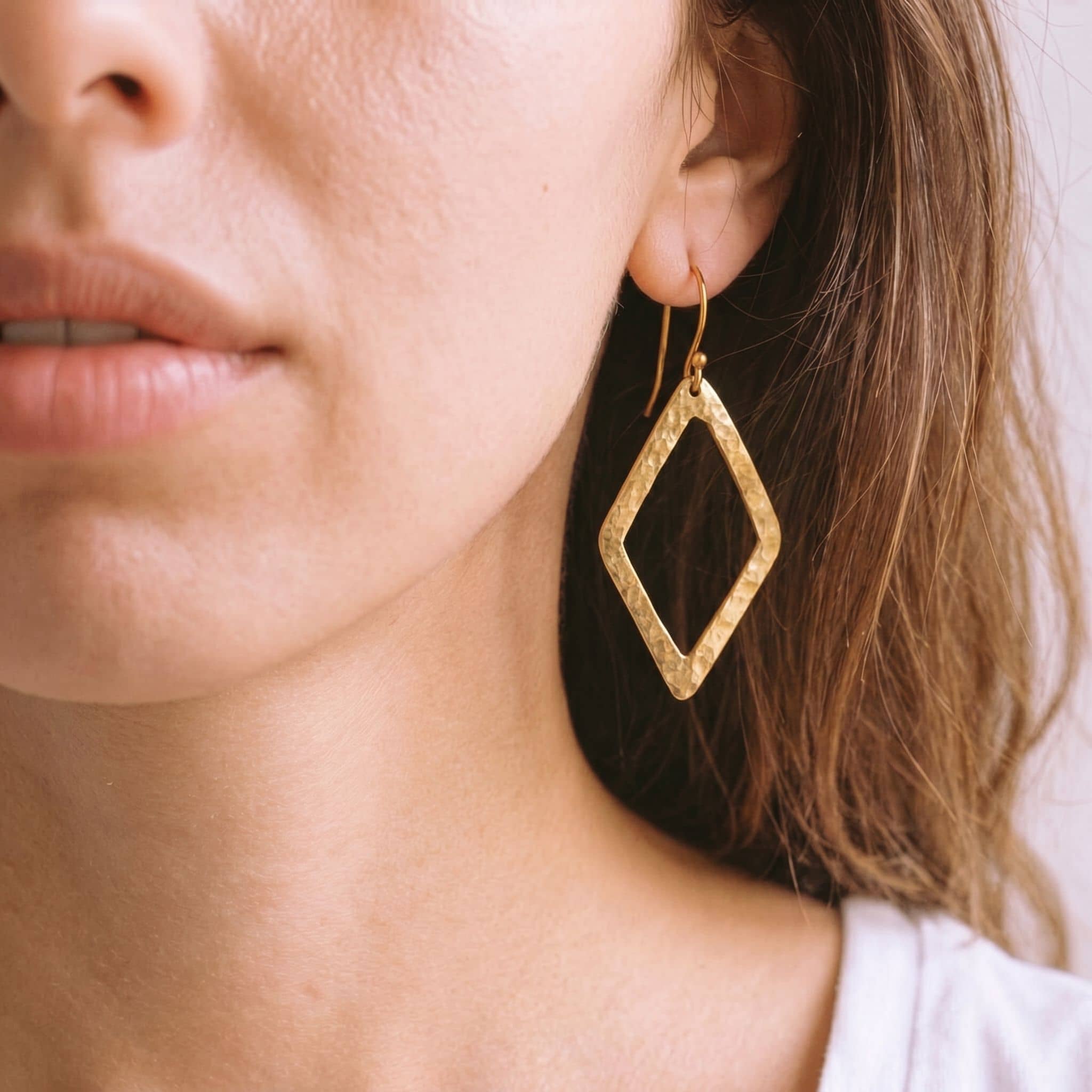 Wazi Hammered Geometric Dangle Earrings