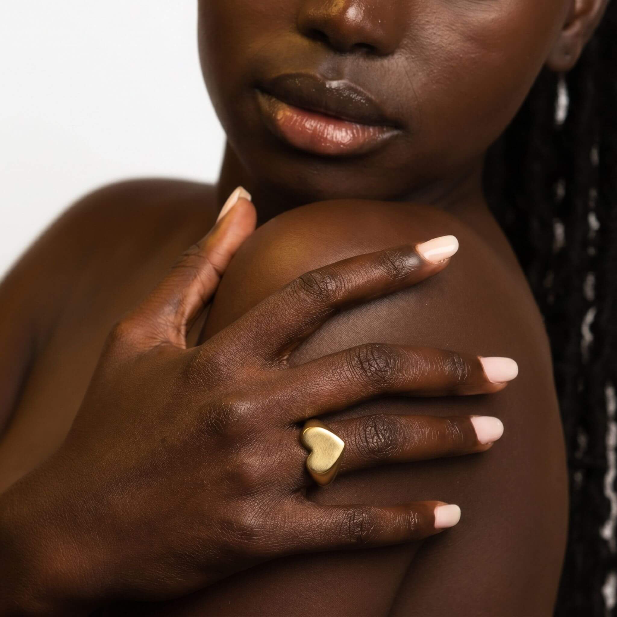 Mawi Love Golden Heart Shape Initial Ring