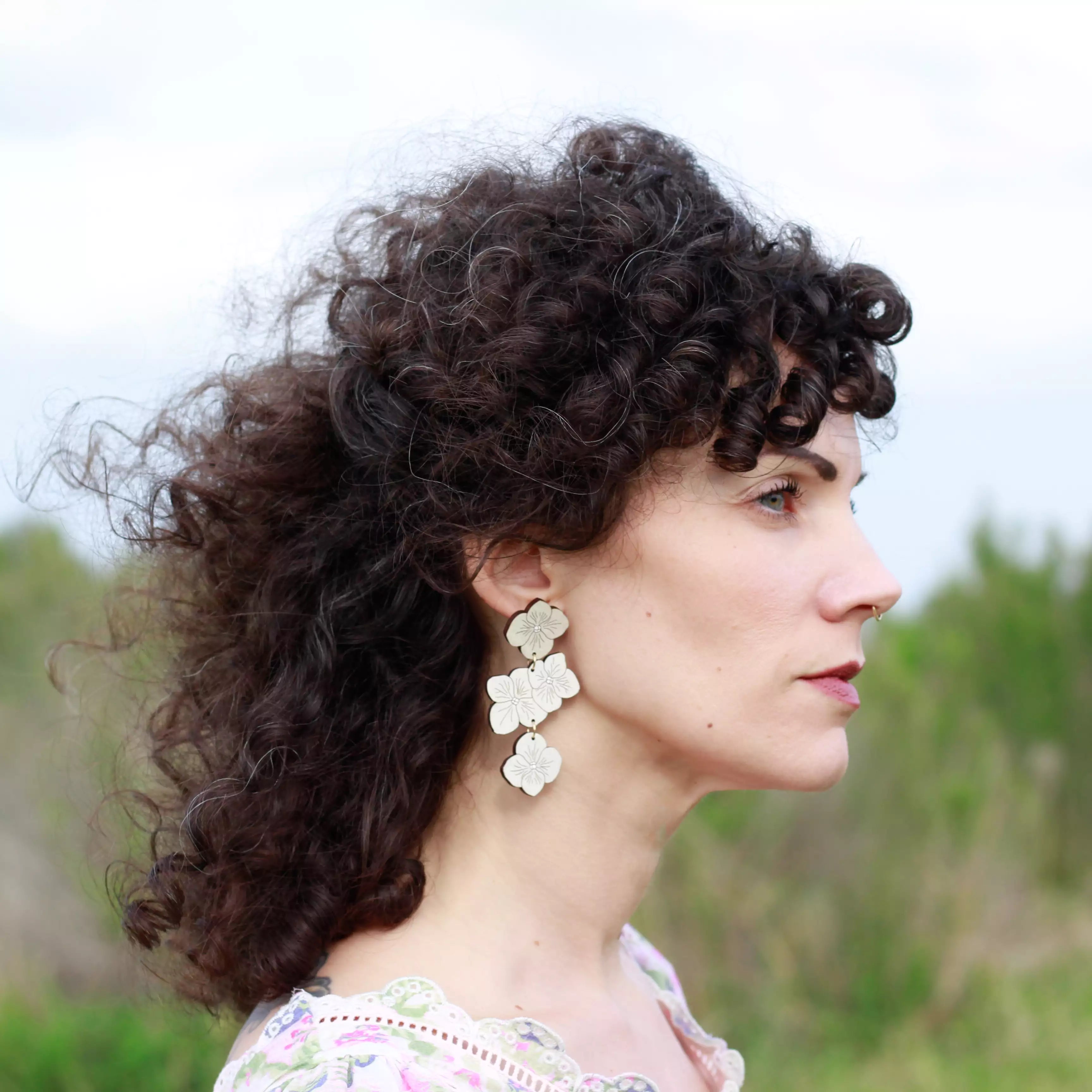 Hydrangea Statement Earrings - White