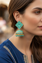 Turquoise blue jhumki earrings