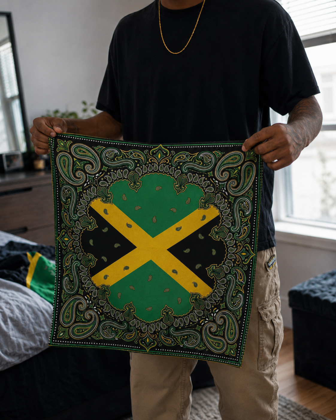 Jamaica Flag Paisley Print Bandana