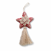 Red Star Embroidered Felted Wool Handmade Ornament - Mexico
