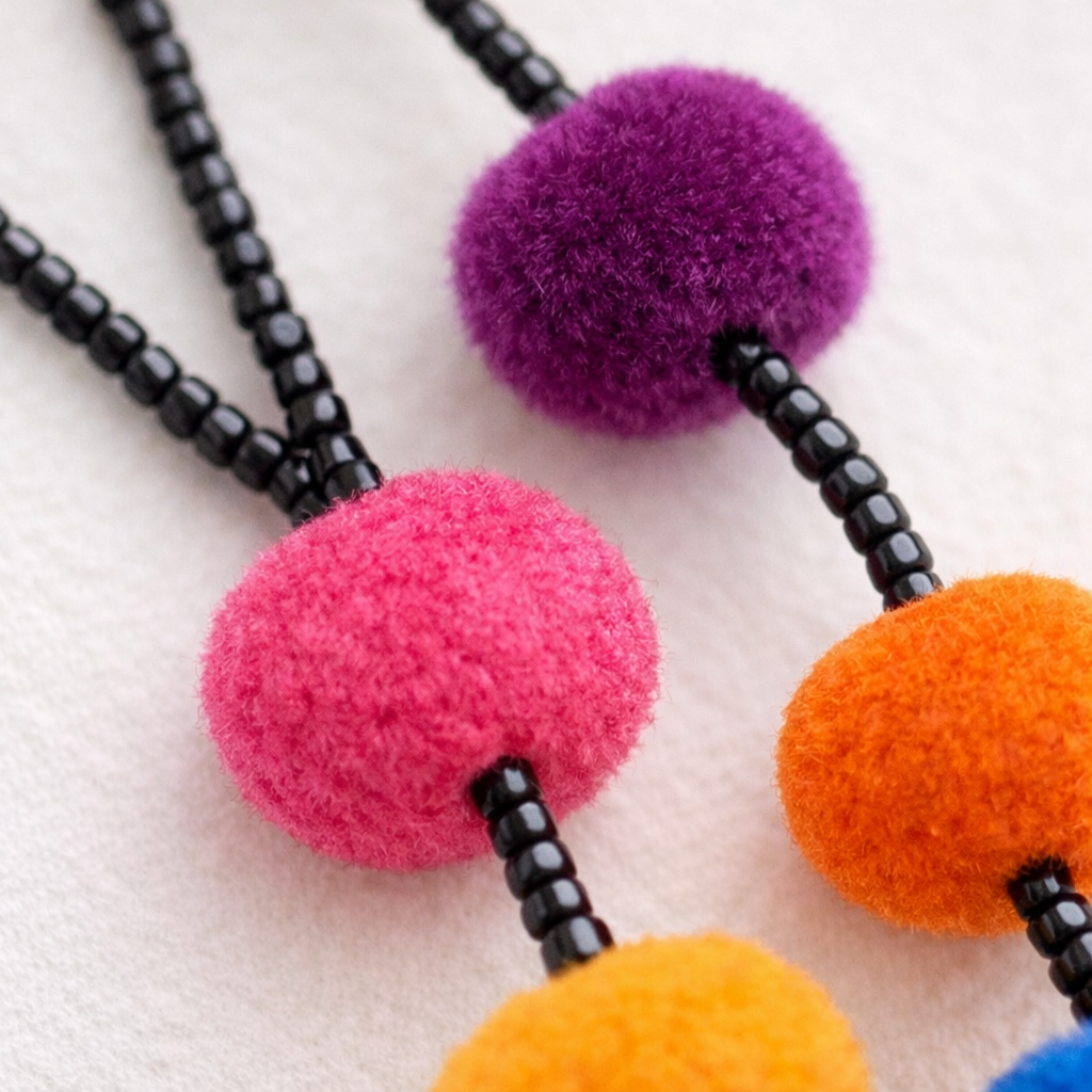 Alicia Bead & Pom Pom Necklace - Guatemala