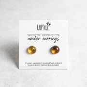 Erika Amber Stud Round Earrings Natural Resin Energetic - Mexico