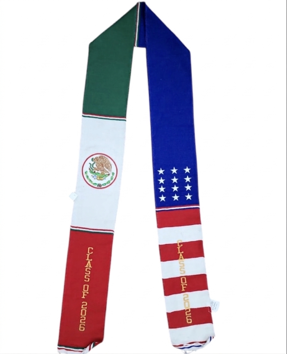 Mexico USA Embroidered Serape Graduation Stole Class of 2025