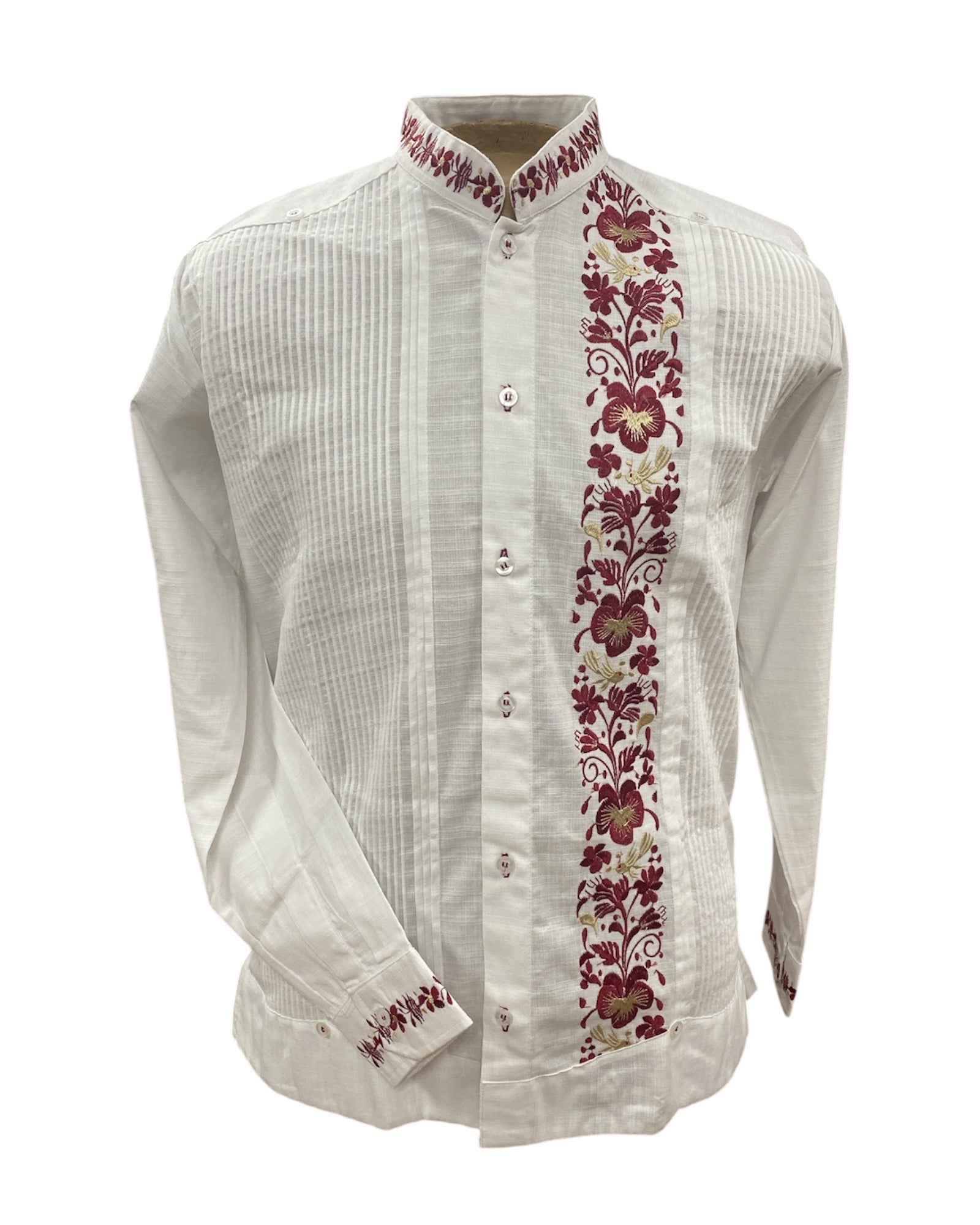 Men's Guayabera Morelos White Red