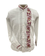 Men's Guayabera Morelos White Red