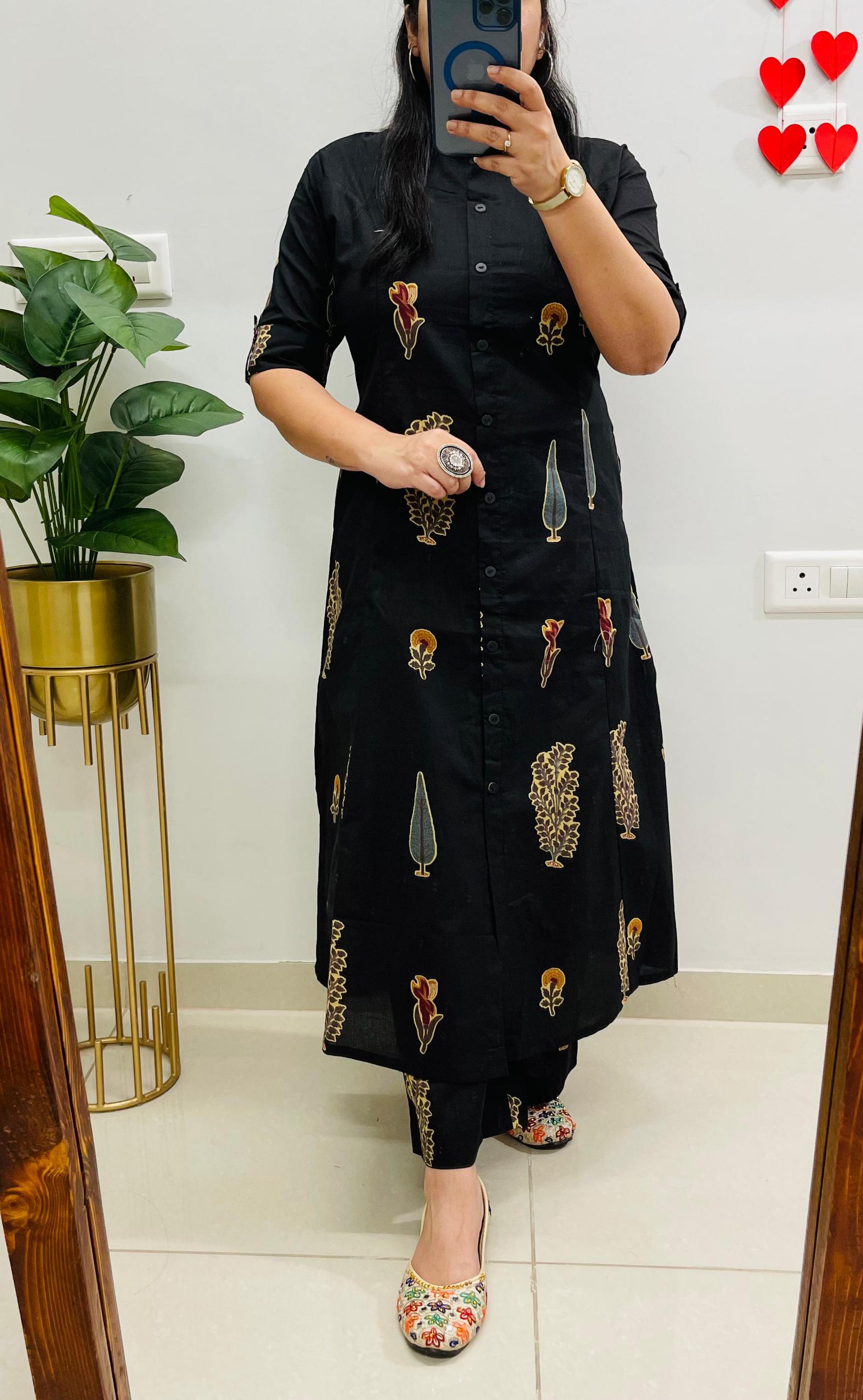 Famous BlacK Ikkat Print Fine Cotton Designer Co-erd Set