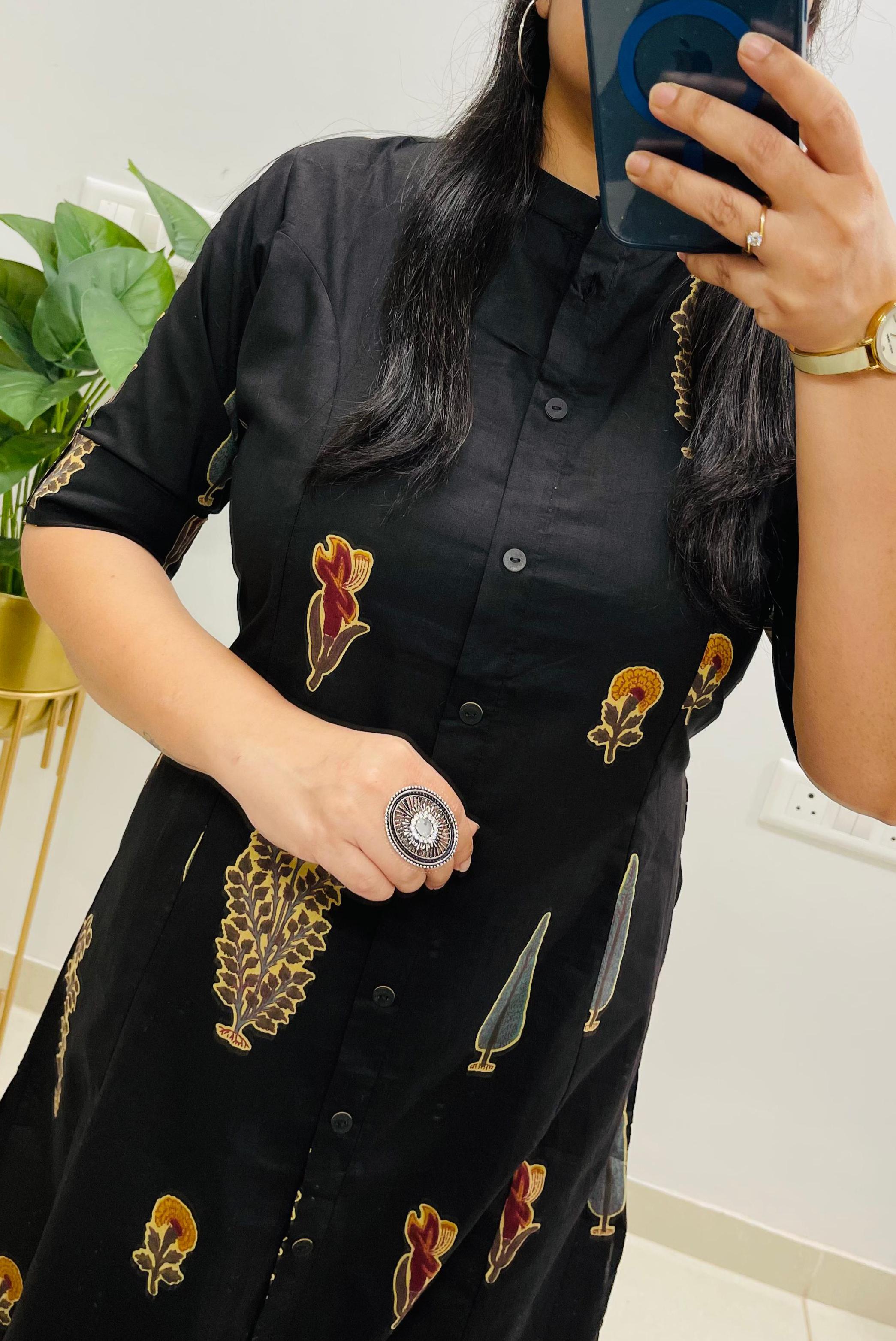 Famous BlacK Ikkat Print Fine Cotton Designer Co-erd Set