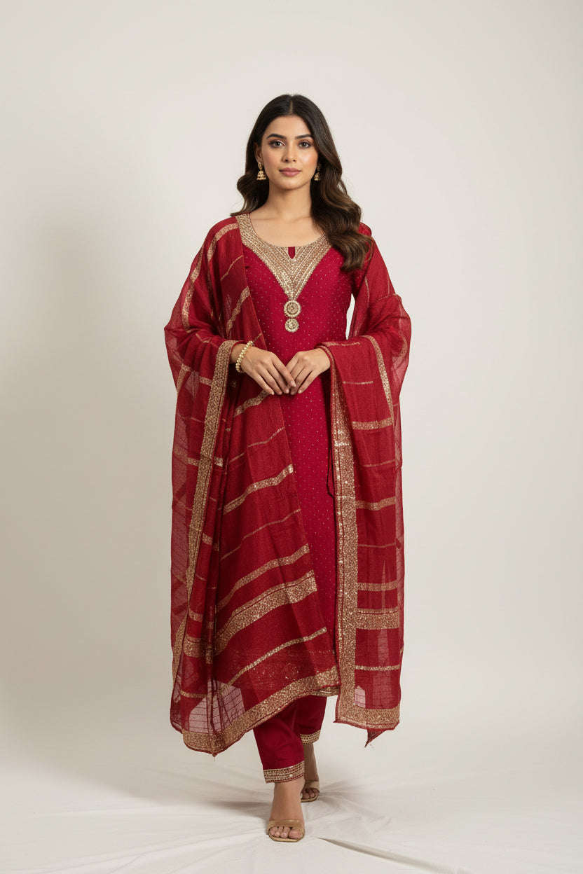 Silk party wear suit